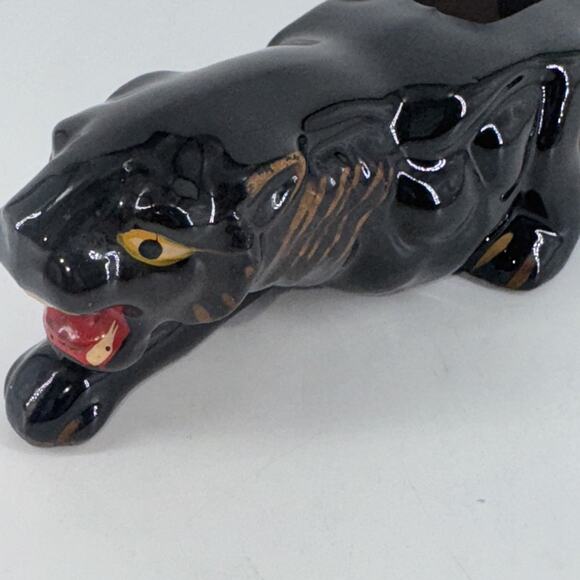 Black Panther Planter Figurine Miniature Redware Mid-Century Modern 12” L - Picture 7 of 14